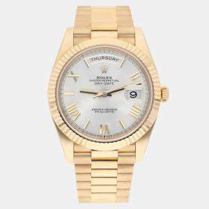Pre Owned Rolex Day-Date 228238-0002 Automatic White 18k Yellow Gold Men's Watch 40 mm