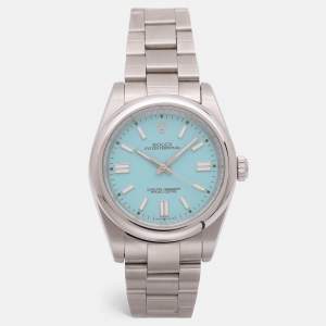Pre Owned Rolex Oyster Perpetual 126000 Automatic Turquoise Blue Stainless Steel Domed Bezel Steel Men's Wristwatch 40.5