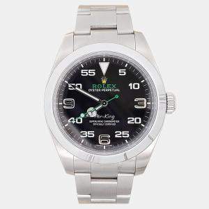 Pre Owned Rolex Air King 116900 Automatic Black Stainless Steel Men's Wristwatch 40 mm