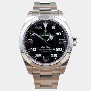 Pre Owned Rolex Air King 116900 Automatic Black Stainless Steel Men's Wristwatch 40 mm