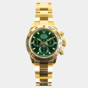 Pre Owned Rolex Cosmograph Daytona 116508 Automatic Green 18K Yellow Gold Men's Wristwatch 40 mm