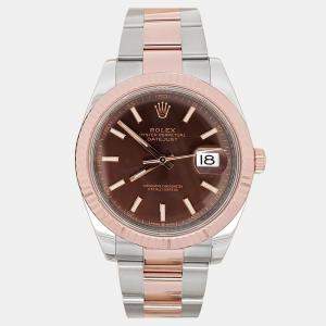 Pre Owned Rolex Datejust 126331 Automatic Chocolate 18K Rose Gold Stainless Steel Men's Wristwatch 41 mm