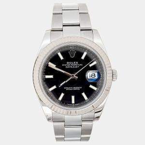 Pre Owned Rolex Datejust 126334 Automatic Black Stainless Steel Men's Wristwatch 41 mm
