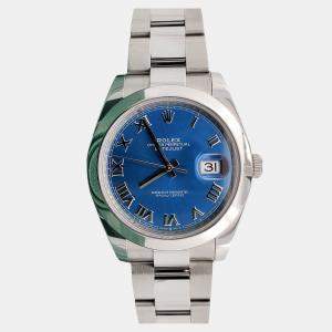 Pre Owned Rolex Datejust 126300 Automatic Blue Stainless Steel Men's Wristwatch 41 mm