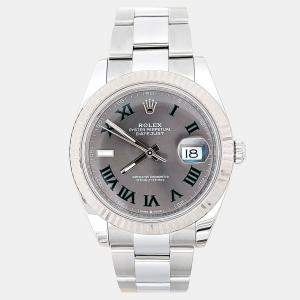 Pre Owned Rolex Datejust 126334 Automatic Wimbledon 18K White Gold Stainless Steel Men's Wristwatch 41 mm