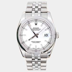 Pre Owned Rolex Datejust 116200 Automatic White Stainless Steel Men's Wristwatch 36 mm