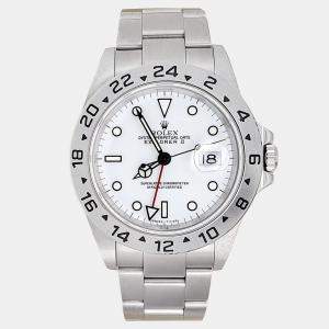 Pre Owned Rolex Explorer II 16570 Automatic White Stainless Steel Men's Wristwatch 40 mm