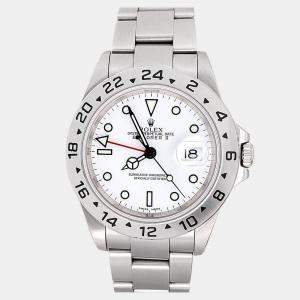 Pre Owned Rolex Explorer II 16570 Automatic White Stainless Steel Men's Wristwatch 40 mm