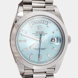 Pre Owned Rolex President Day-Date 228206 Automatic Ice Blue Platinum Men's Wristwatch 40 mm