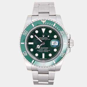 Pre Owned Rolex Submariner 116610LV Automatic Green Ceramic Stainless Steel Men's Wristwatch 40 mm