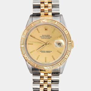 Pre Owned Rolex Datejust 16263 Automatic Champagne 18k Yellow Gold Stainless Steel Men's Wristwatch 36 mm