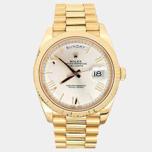 Pre Owned Rolex Day-Date President 228238 Automatic Silver 18k Yellow Gold Men's Wristwatch 40 mm
