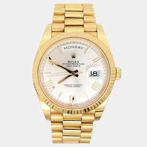 Pre Owned Rolex Day-Date President 228238 Automatic Silver 18k Yellow Gold Men's Wristwatch 40 mm