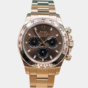 Pre Owned Rolex Cosmograph Daytona 116505 Automatic Chocolate Dial 18K Rose Gold Men's Wristwatch 40mm