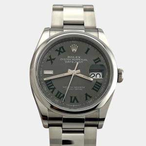 Pre Owned Rolex Datejust 126200 Automatic Slate Grey Dial Stainless Steel Men's Wristwatch 36mm