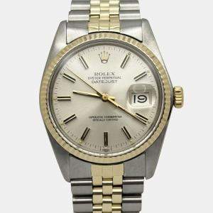 Pre Owned Rolex Datejust  Automatic 16013 Silver Dial 14k Yellow Gold Stainless Steel Men's Wristwatch 36mm