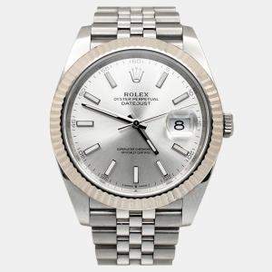 Pre Owned Rolex Datejust 41 126334 Automatic Silver Dial Stainless Steel 18K White Gold Men's Wristwatch 41 mm