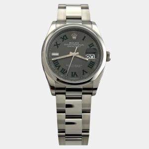 Pre Owned Rolex Datejust 126200 Automatic Wimbledon Dial Stainless Steel Men's Wristwatch 36 mm