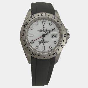 Pre Owned Rolex Explorer II 16570 Automatic Polar White Dial Stainless Steel Men's Wristwatch 40 mm