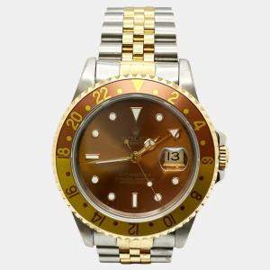 Pre Owned Rolex GMT-Master II 16713 Automatic Brown Dial 18K Yellow Gold Stainless Steel Men's Wristwatch 40 mm