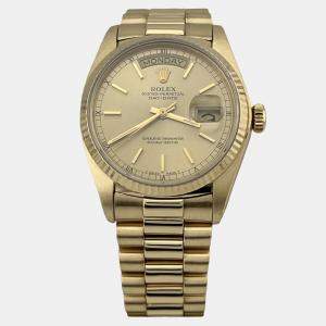 Pre Owned Rolex Day-Date President 18038 Automatic Champagne Dial 18k Yellow Gold Men's Wristwatch 36mm