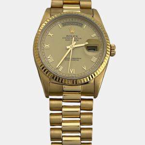 Pre Owned Rolex Day-Date President 18238 Automatic Champagne 18k Yellow Gold Men's Wristwatch 36mm