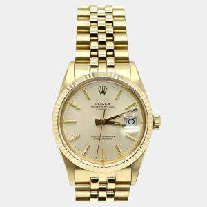 Pre Owned Rolex Date 15037 Automatic Gold 14k Yellow Gold Men's Wristwatch 34 mm