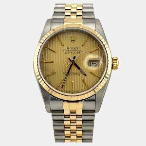 Pre Owned Rolex Datejust 16233 Automatic Gold 18k Yellow Gold Stainless Steel Men's Wristwatch 36 mm