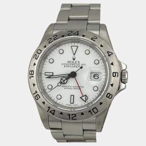Pre Owned Rolex Explorer II 16570 Automatic White Stainless Steel Men's Wristwatch 40 mm