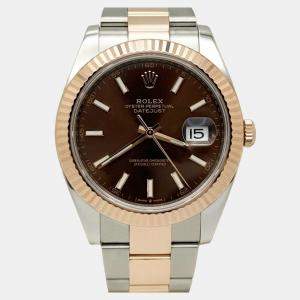 Pre Owned Rolex Datejust 126331 Automatic Brown 18k Rose Gold Stainless Steel Men's Wristwatch 41 mm