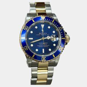 Pre Owned Rolex Submariner 16613 Automatic Blue Dial 18K Yellow Gold Stainless Steel Men's Wristwatch 40mm