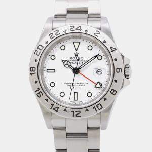 Pre Owned Rolex Explorer II 16570 Automatic White Stainless Steel Men's Wristwatch 40 mm