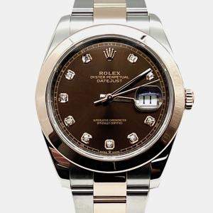 Pre Owned Rolex Datejust 126301 Automatic Brown diamonds 18k Rose Gold Stainless Steel Men's Wristwatch 41 mm