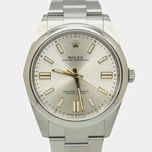 Pre Owned Rolex Oyster Perpetual 124300 Automatic Silver Stainless Steel Men's Wristwatch 41 mm