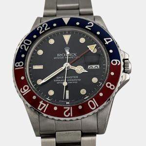 Pre Owned Rolex GMT Master 16750 Automatic Black Spider Dial Stainless Steel Men's Wristwatch 40 mm