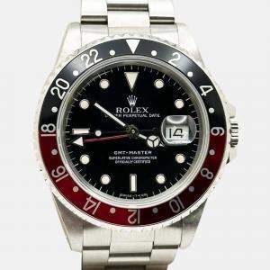 Pre Owned Rolex GMT Master 16700 Automatic Black Stainless Steel Men's Wristwatch 40 mm
