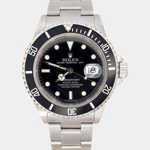 Pre Owned Rolex Submariner 16610 Automatic Black Dial Stainless Steel Men's Wristwatch 40 mm