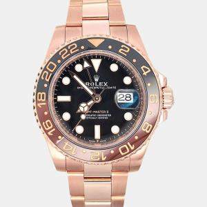 Pre Owned Rolex GMT-Master II Rootbeer 126715CHNR Automatic Black Dial 18K Rose Gold Men's Wristwatch 40 mm