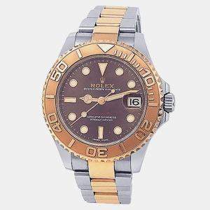 Pre Owned Rolex Yacht-Master 268621 Automatic Brown Dial 18k Rose Gold Stainless Steel Unisex Wristwatch 37mm