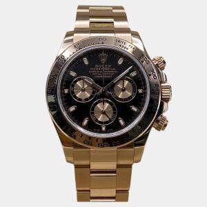 Pre Owned Rolex Cosmograph Daytona 116505 Automatic Chronograph Black Dial 18k Rose Gold Men's Wristwatch 40mm