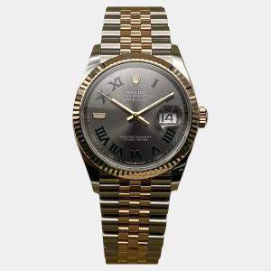 Pre Owned Rolex Datejust 126231 Automatic Wimbledon Dial 18k Rose Gold Stainless Steel Men's Wristwatch 36mm