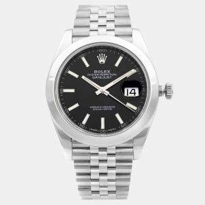Pre Owned Rolex Datejust 126300 Automatic Black Dial Stainless Steel Men's Wristwatch 41mm