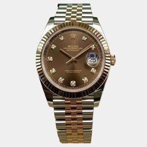 Pre Owned Rolex Datejust 126331 Automatic Chocolate Diamond Dial Stainless Steel 18k Rose Gold Men's Wristwatch 41 mm