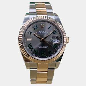 Pre Owned Rolex Datejust 126331 Automatic Wimbledon Dial Stainless Steel 18k Rose Gold Men's Wristwatch 41 mm