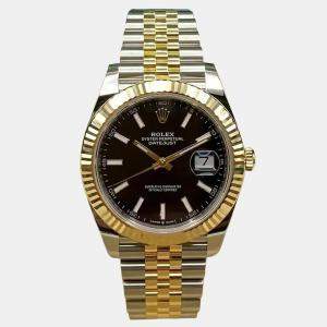 Pre Owned Rolex Datejust 126333 Automatic Black Dial Stainless Steel 18k Yellow Gold Men's Wristwatch 41 mm