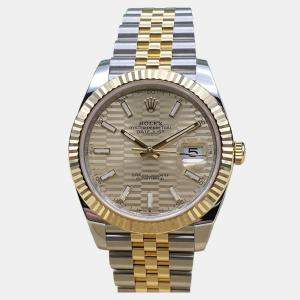 Pre Owned Rolex Datejust 126333 Automatic Champagne Motif Dial Yellow Gold Stainless Steel Men's Wristwatch 41 mm