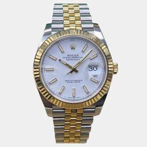Pre Owned Rolex Datejust 126333 Automatic White Dial Stainless Steel 18k Yellow Gold Men's Wristwatch 41 mm