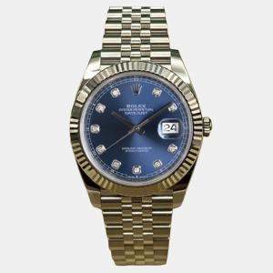 Pre Owned Rolex Datejust 126334 Automatic Blue Diamond Dial Stainless Steel Men's Wristwatch 41mm