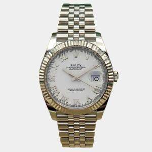 Pre Owned Rolex Datejust 126334 Automatic White Roman Dial Stainless Steel Men's Wristwatch 41mm