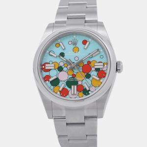 مملوكة مسبقًا ساعة يد رجالية رولكس أوستر بربتشوال 124300 أوتوماتيك زرقاء ستانلس ستيل 41 مم